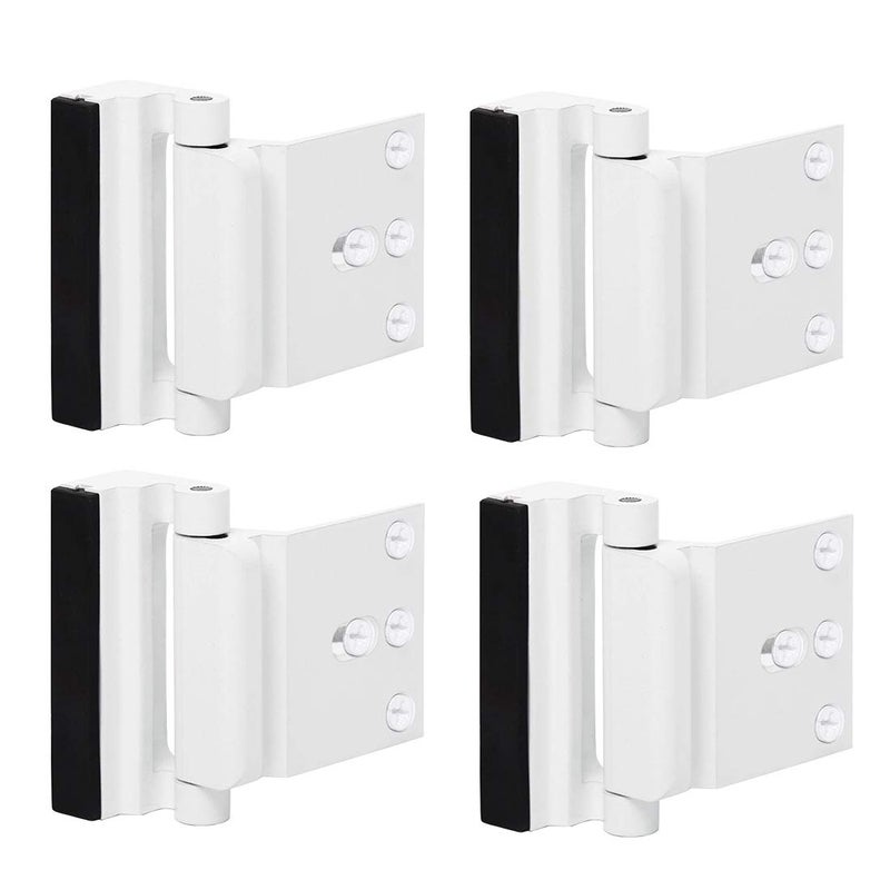TOYFUL 4 Pack Door Reinforcement Locks with 16 Screws, Home Security Door Lock Stop for Toddler, Childproof Door Lock Night Lock Withstand 800 Lbs White - Image 1